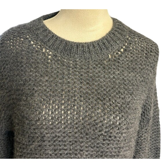 Anthropologie Alpaca Blend Gray Open Knit Pullover Long Sleeves Sweater Women S - Picture 4 of 10
